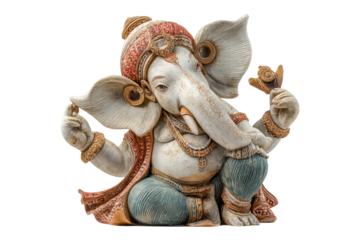 PNG Intricate elephant-headed deity ganesha sculpture with ornate details