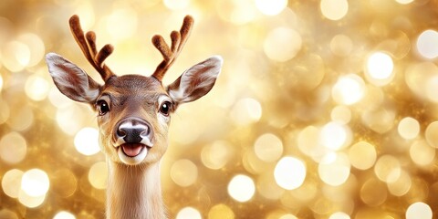 photo of happy smiling reindeer 