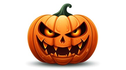 Spooky Halloween Pumpkin Face with Mischievous Eyes and Playful Tongue Vector Illustration
