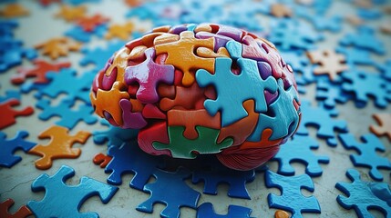 puzzle ball on blue background