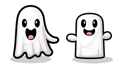 Obraz premium Spooky and Cute Halloween Ghost and Tombstone Vector Illustration for Seasonal Designs