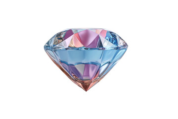 Fototapeta premium PNG Faceted multicolor gemstone with blue and pink hues on black background