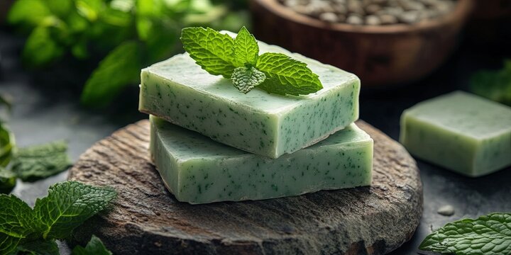photo of homemade mint soap 