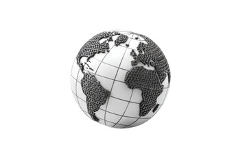 PNG Monochrome gridded globe with textured continents on transparent background