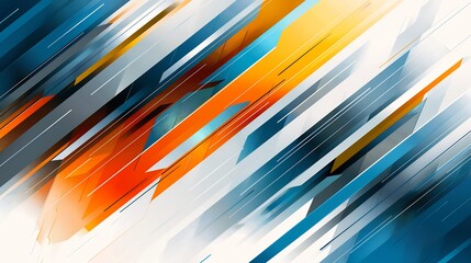 Dynamic graphic design architectural firm branding featuring abstract line bold geometric shape artwork incorporates vibrant color palette of electric blue bright orange crisp white creating visually