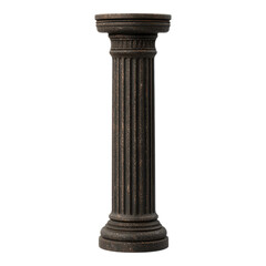 Fototapeta premium A fluted classical column with a round base and capital, featuring a dark, stone-like texture.
