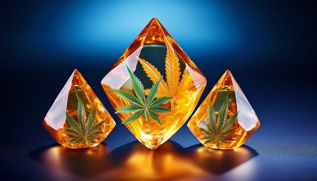 thca cannabis live resin diamonds on dark blue background