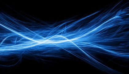 blue lightining type painted drawing crossing horizontally black background