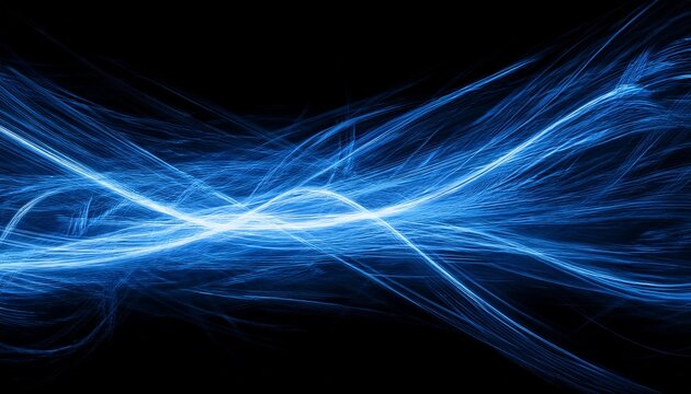 blue lightining type painted drawing crossing horizontally black background