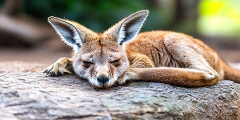 Fototapeta premium photo of sleeping kangaroo 