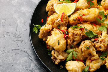 Salt and Pepper Cuttlefish. Crispy fried cuttlefish. Mediterranean food