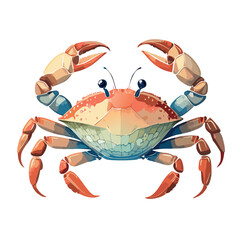 Cute, whimsical watercolor illustration of a crab, in neutral colors