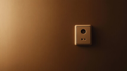 Power Socket with Inserted Plug on Brown Wall: Electrical Supply Concept

