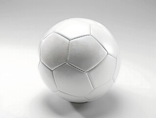 solid white soccer ball on white background,