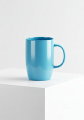 Obraz premium Bright Blue Mug on Minimalist White Background 