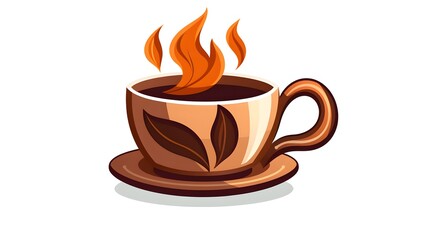 Obraz premium Professional Vector Illustration of a Hot Coffee Cup with Aroma Icon in Detailed Design