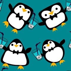 Christmas animals seamless penguin pattern for wrapping paper and fabrics