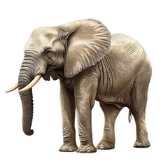 Fototapeta premium Elephant Standing Transparent Background Beautiful Animal Isolated Wild Life