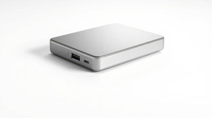 Sleek and modern portable power bank on a white surface, perfect for charging devices on the go.