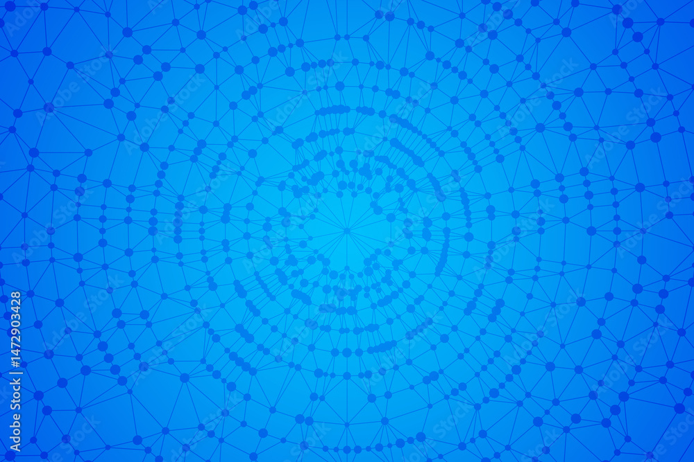 Aufkleber Technology abstract background. Dots connected by lines. Minimalist mesh backdrop. Abstract polygonal radial shape. Plexus circles.
