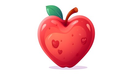 Obraz premium Heart Shaped Apple Icon: Cartoon Vector Illustration for Love and Healthy Eating Concepts