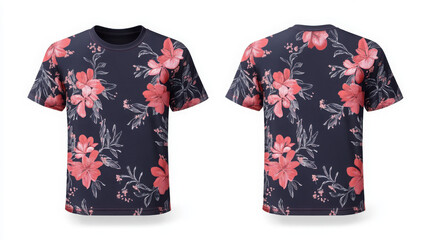 Blank T-Shirt Mockup: Front and Back Views Isolated on White

