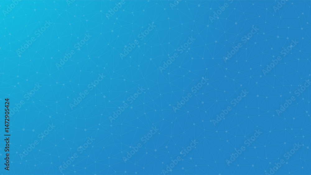 Poster Technology blue background. Dots connected by lines. Abstract wave. Minimalist mesh. Abstract polygonal shape.