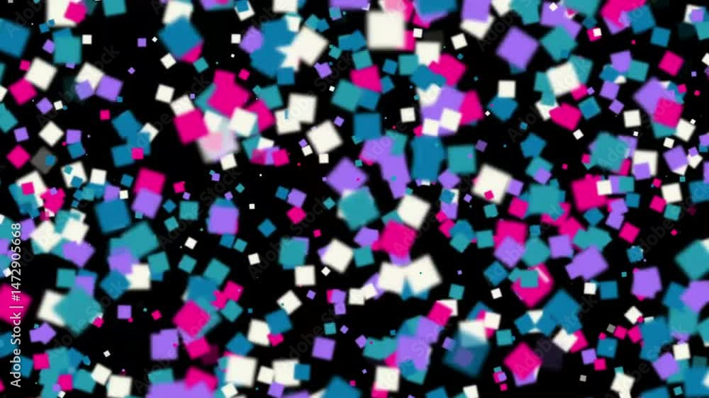 Poster colourful, dynamic square pattern animation, vibrant abstract motion graphics