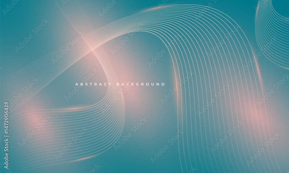 Poster turquoise and pink abstract background with glowing waves. futuristic technology concept. modern flo