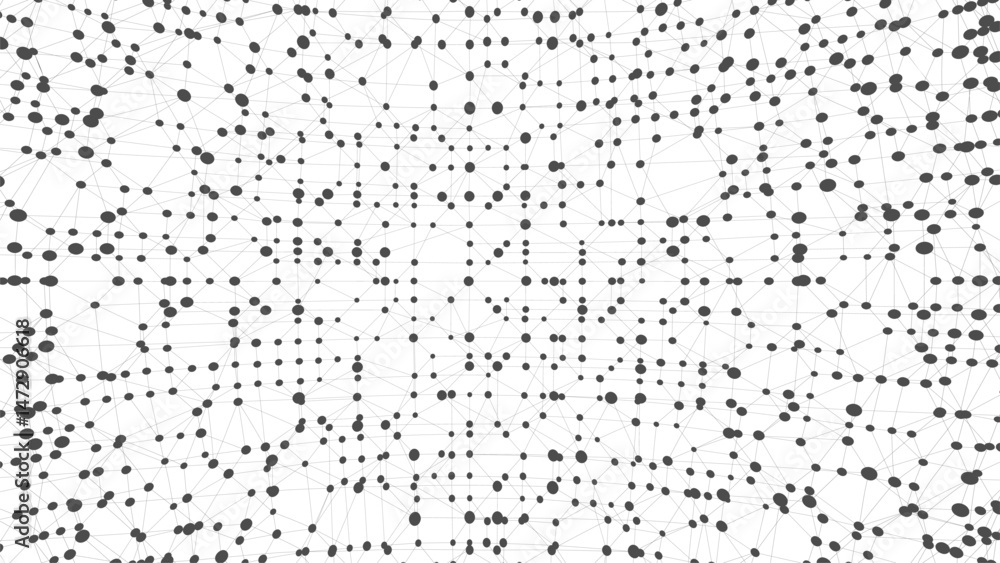 Aufkleber Dots connected by lines. Abstract wave. Minimalist mesh. Abstract polygonal shape.