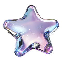Fototapeta premium A glossy, iridescent star shape with smooth, rounded edges and a reflective surface.