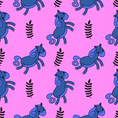 Christmas animals seamless horse pattern for wrapping paper and fabrics