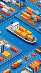 Fototapeta premium Cargo ship illustration