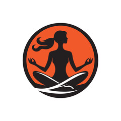 yoga female silhouettes logo icon.