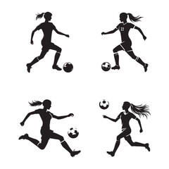 female soccer player vector silhouettes.