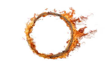 PNG Fiery ring of flames in circular motion with isolated background