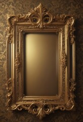 Ornate gold frames on rich damask  Retro elegance ,  graphic design,  scrollwork
