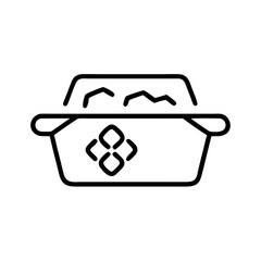 Frozen food container outline with lid and decorative symbol  