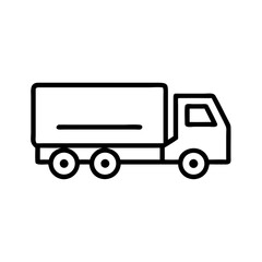 Fototapeta premium Line art illustration of side view delivery truck on white background 