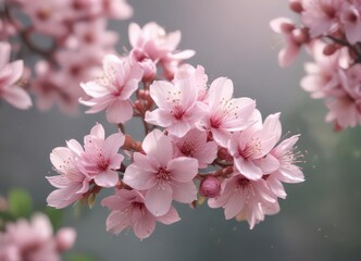 Delicate pink blossoms, soft focus, floral backdrop,  pastel,  sweet,  spring