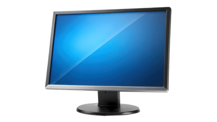 Isolated flat panel computer monitor with a vibrant blue screen display