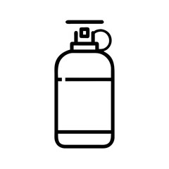 Fototapeta premium black and white icon of aerosol spray can or pressurized container with nozzle and safety ring, minimal outline symbol for hazardous chemical, isolated vector