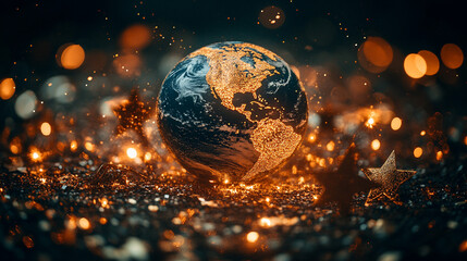 An awe-inspiring view of a sunrise from Earth's orbit, showcasing the golden rays of the sun as they illuminate the curvature of the planet, offering a breathtaking spectacle of space and Earth's beau