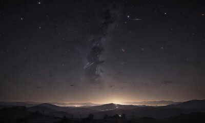 Fototapeta premium Dark, inky sky ablaze with countless twinkling stars , vastness, Milky Way, stargazing