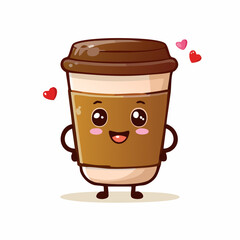 cartoon character of coffee for t shirt design, printing, sticker, etc