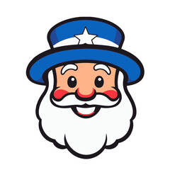 Uncle Sam face icon design featuring a cheerful expression and iconic hat with a star