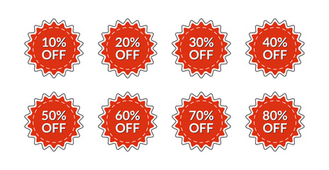 Set of Discount Labels, Sale Tags and Stickers, Price Cut, Offer, Promotion Vector Icons