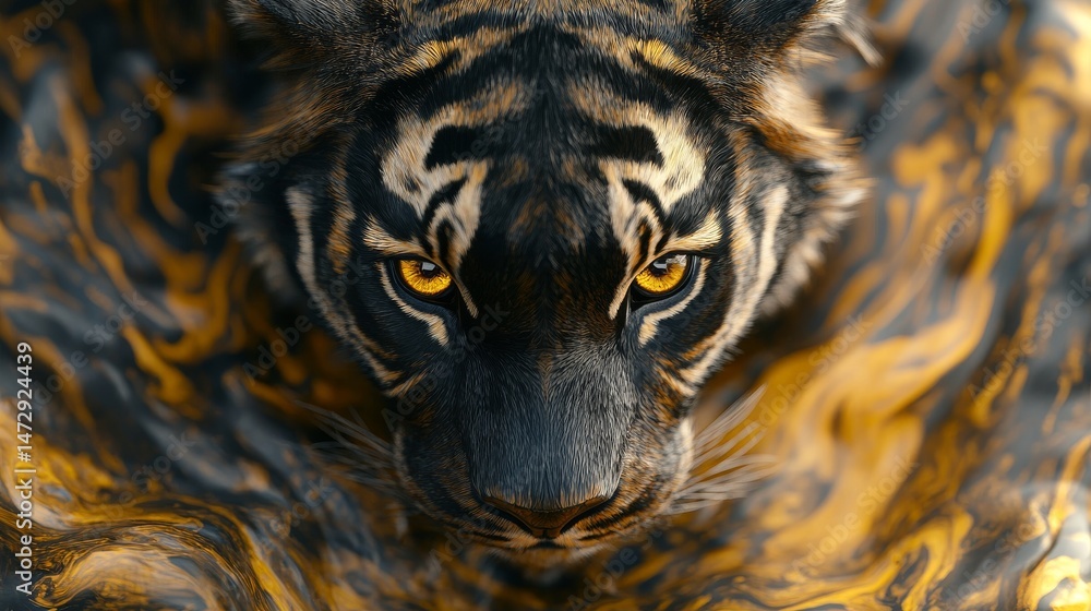 Poster a tiger skin background or texture is characterized by its distinctive pattern of stripes in typical