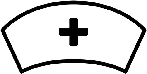 Nursing cap symbol with cross in minimalist design  