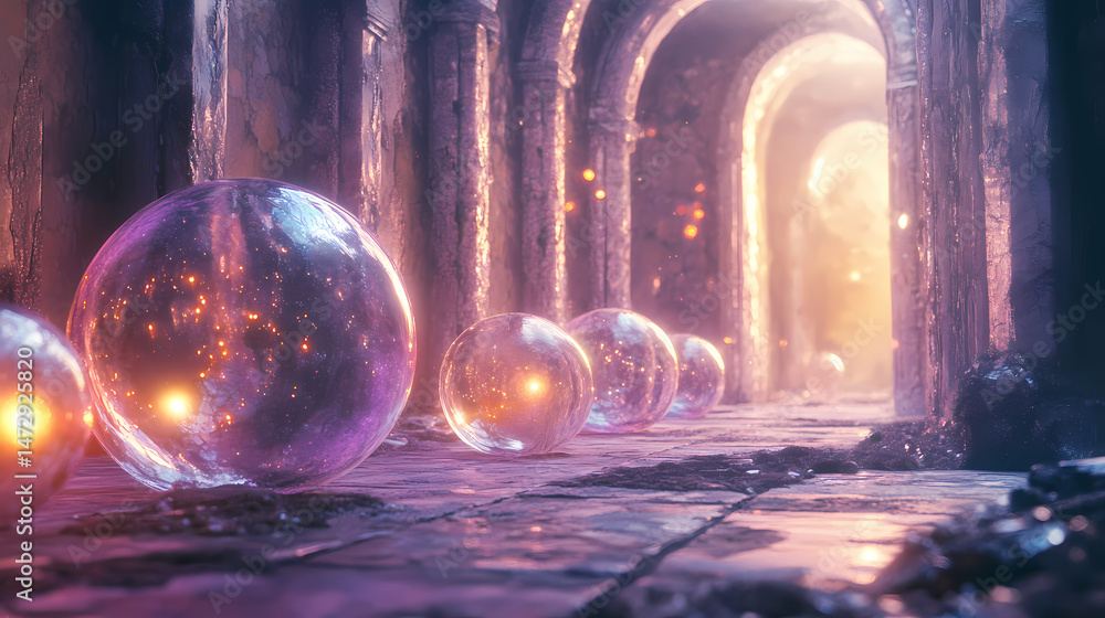 Canvas Prints magical relic vault glowing orbs 3d render scene video game concept background illustration digital 